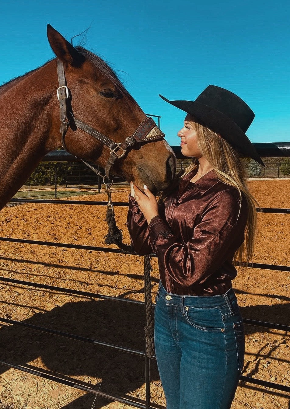 Bronze Satin Rodeo Arena Shirt