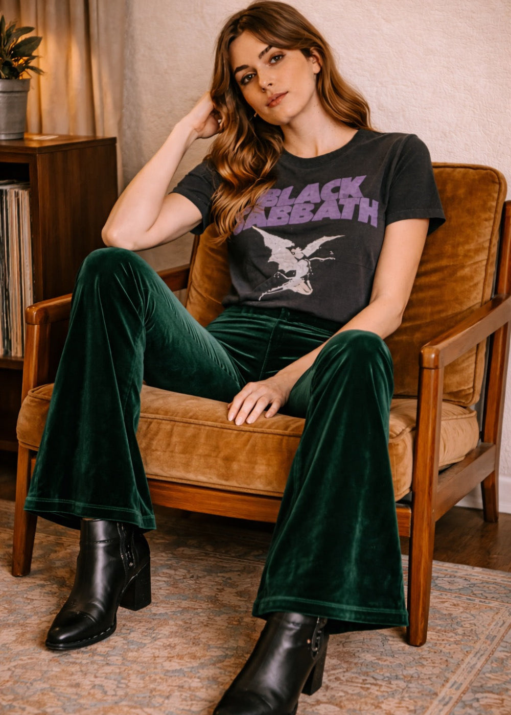 Green Velvet Bell Bottom Flare Pants | Baha Ranch Western Wear