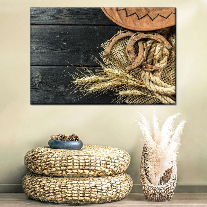 Cowboy Hat And Horseshoe Wall Art