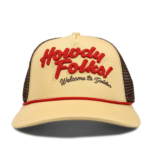 Howdy Golden Tan Trucker Hat