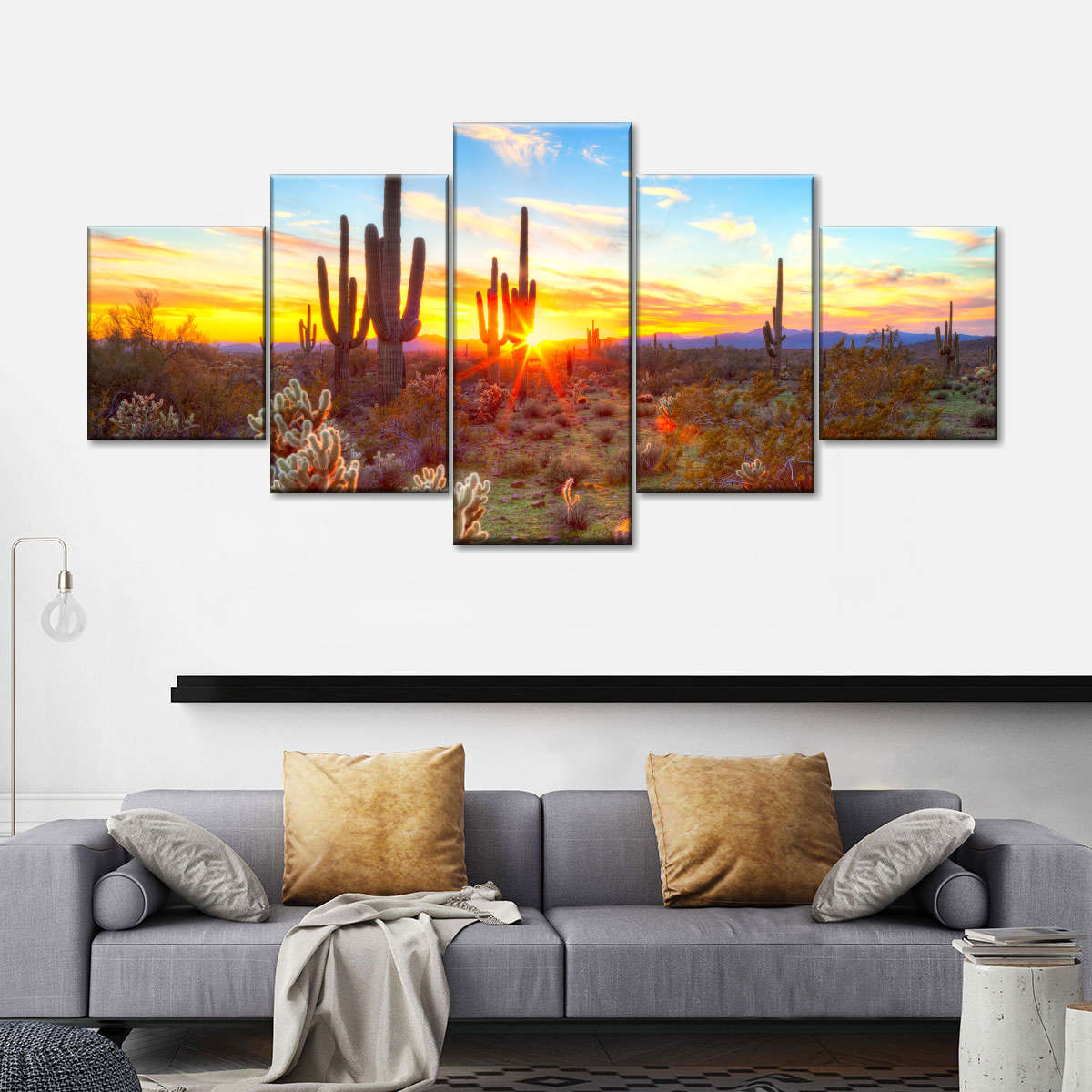 Desert Cactus Sun Ray Wall Art choice of sizes