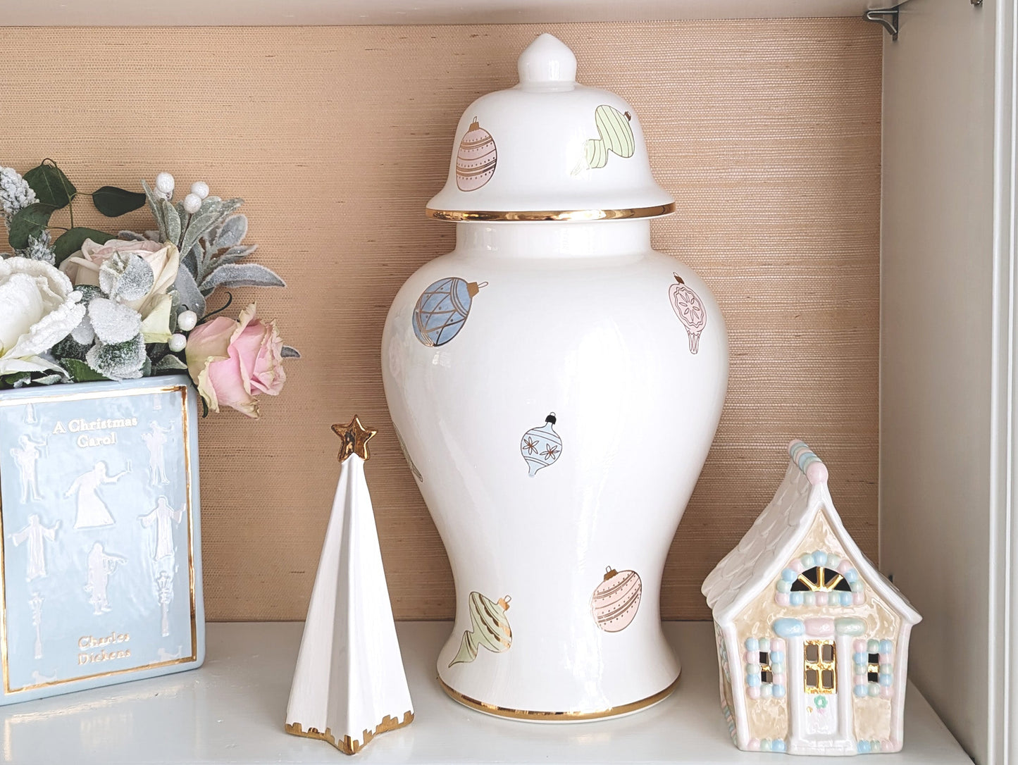 White Folded Christmas Trees with 22K Gold Brushstroke Accent