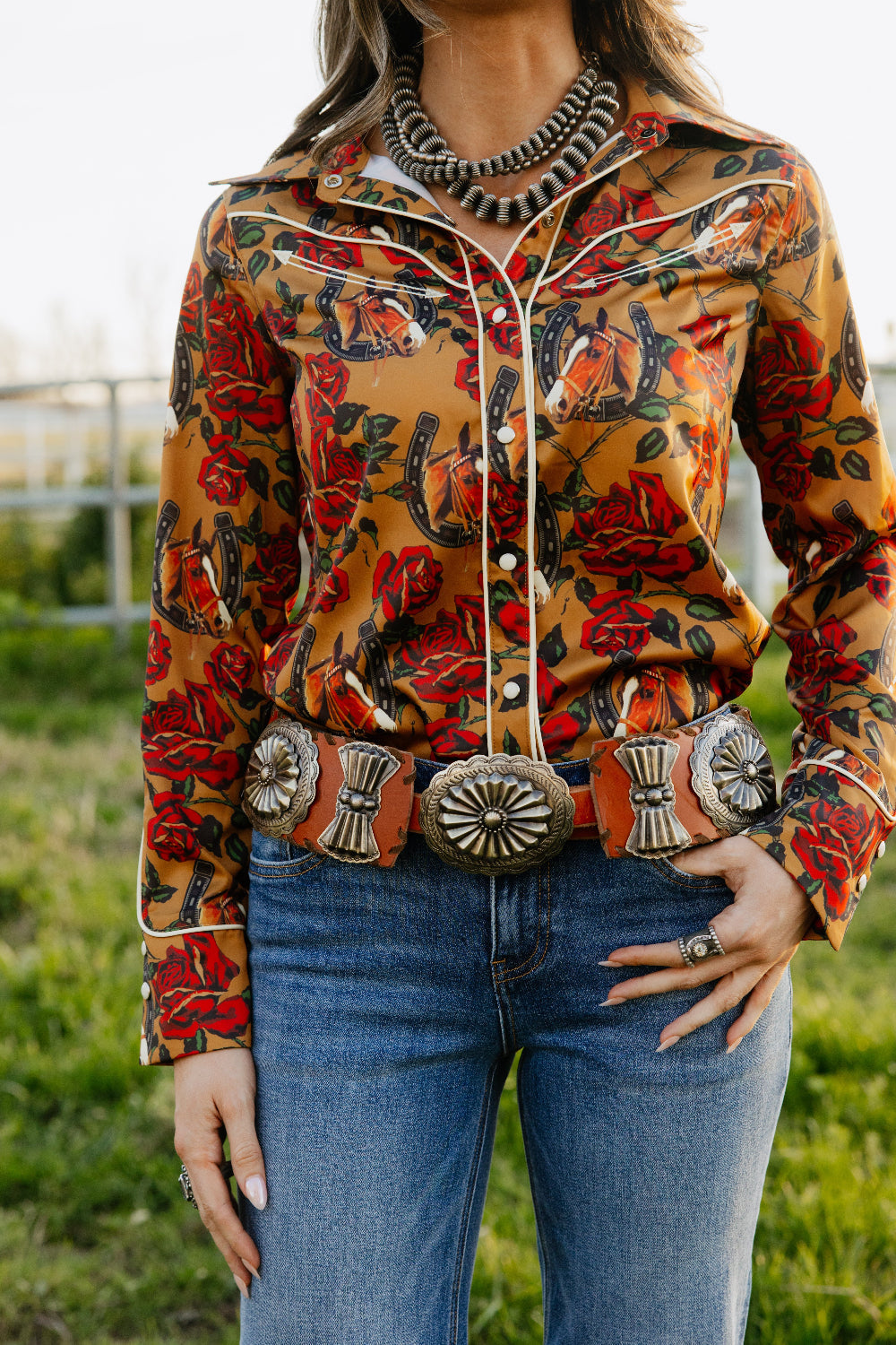 Rodeo Quincy Horses & Horseshoes Button Up