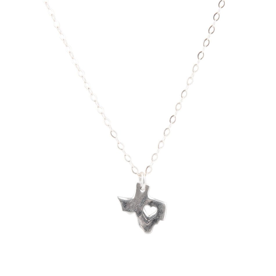 I Love Texas Silver Necklace