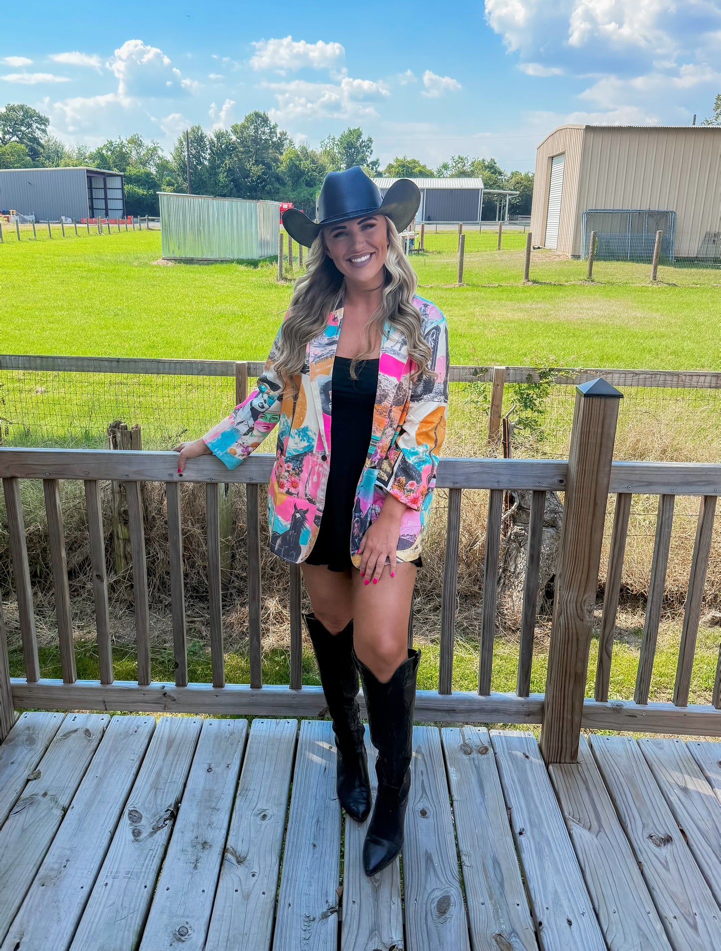 Baha Ranch Retro Pop Western Collage Blazer