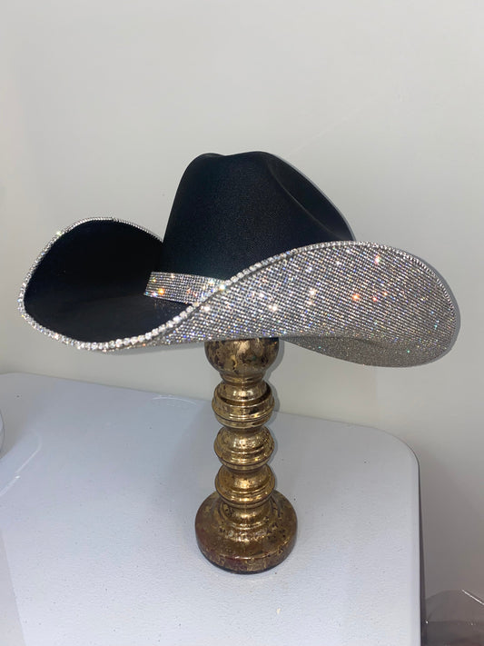 Rhinestone Cowgirl Square shaped Black & Crystal Hat