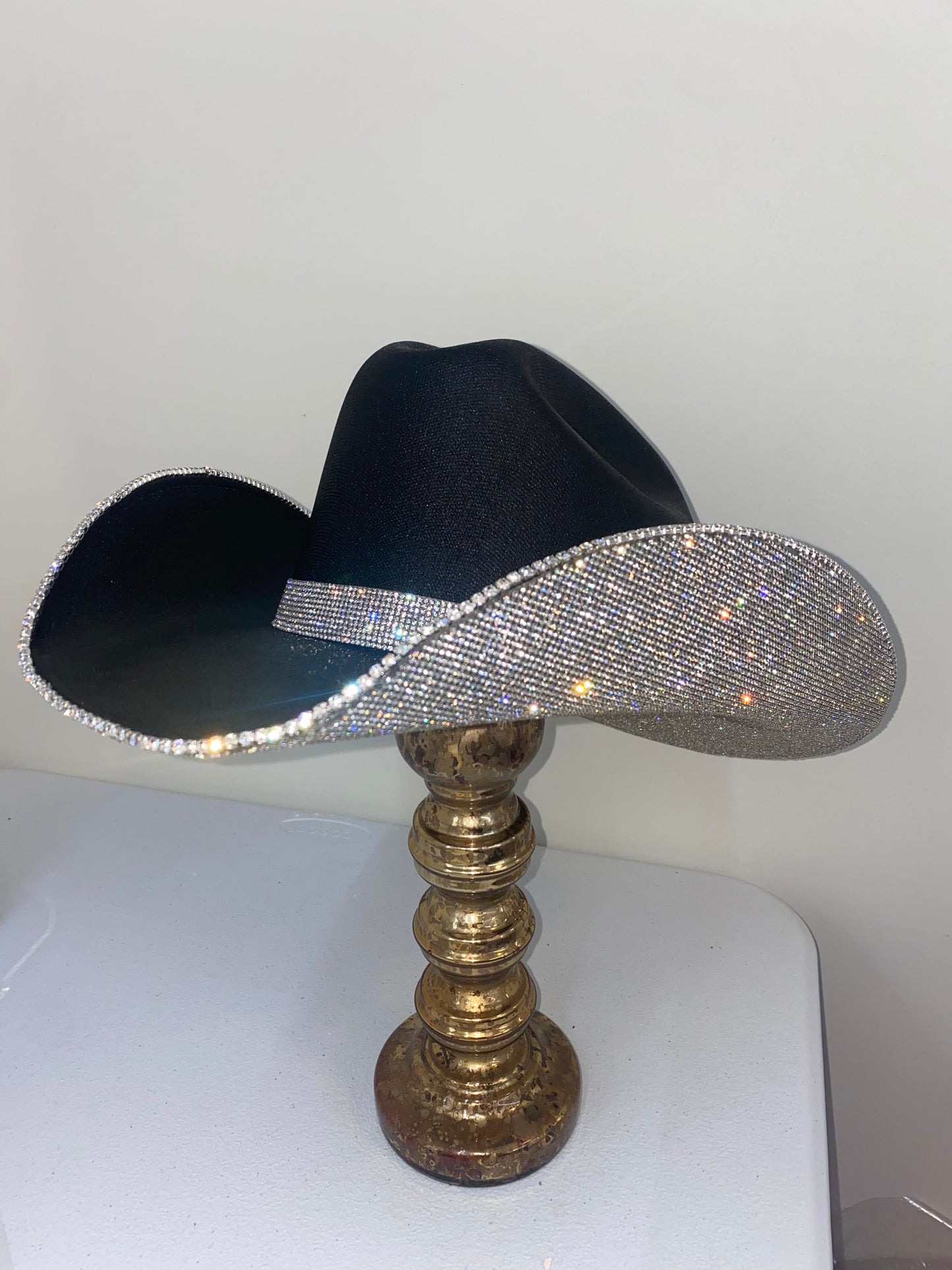 Rhinestone Cowgirl Square shaped Black & Crystal Hat