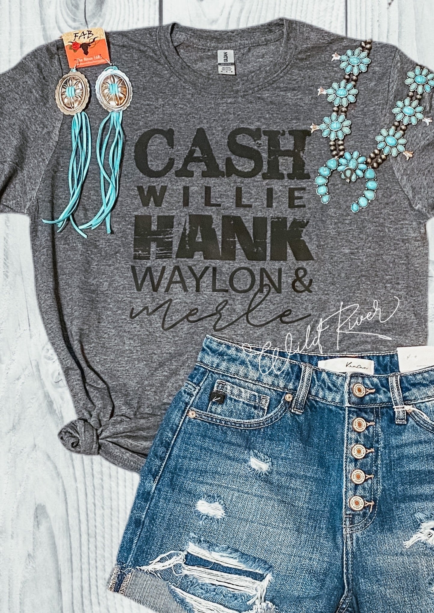 Cash Willie Hank Waylon & Merle Country Legends Graphic on Gildan Softstyle Dark Heather Shirt – Graphic Tee, Long Sleeve & Crewneck.