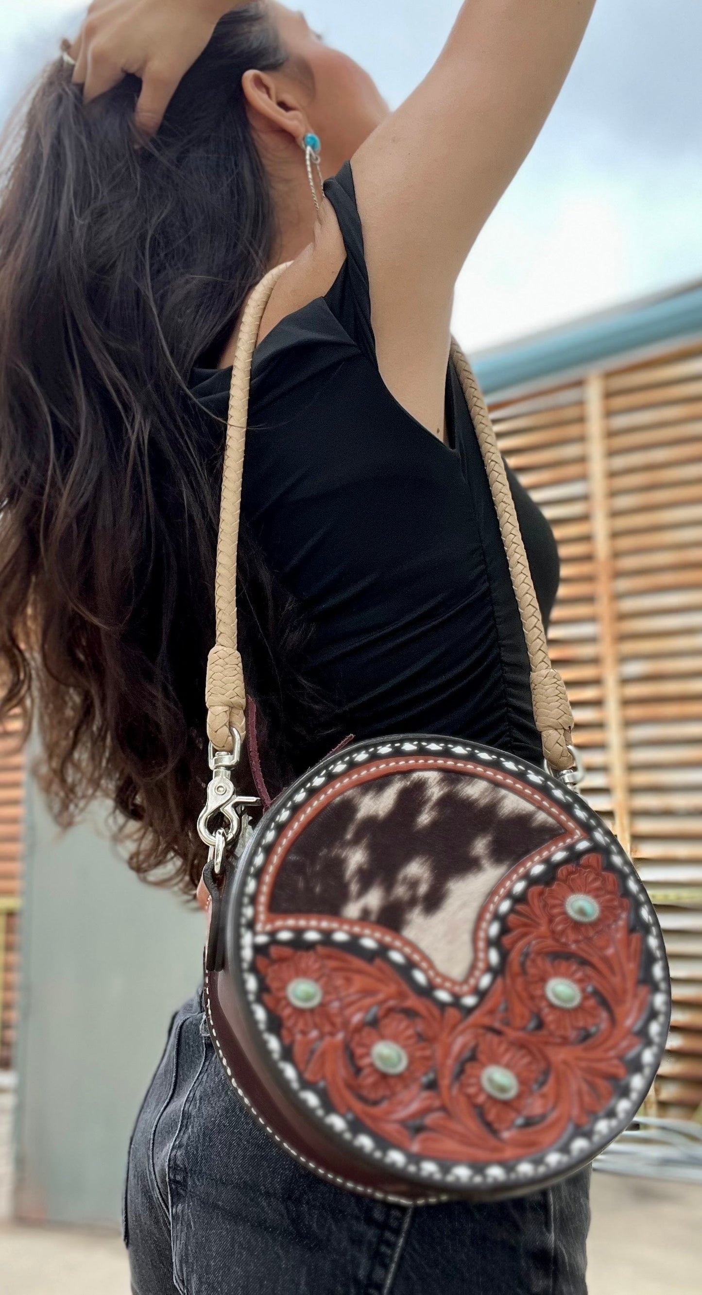 Alamo Saddlery 8" Turquoise Stone Canteen Handbag