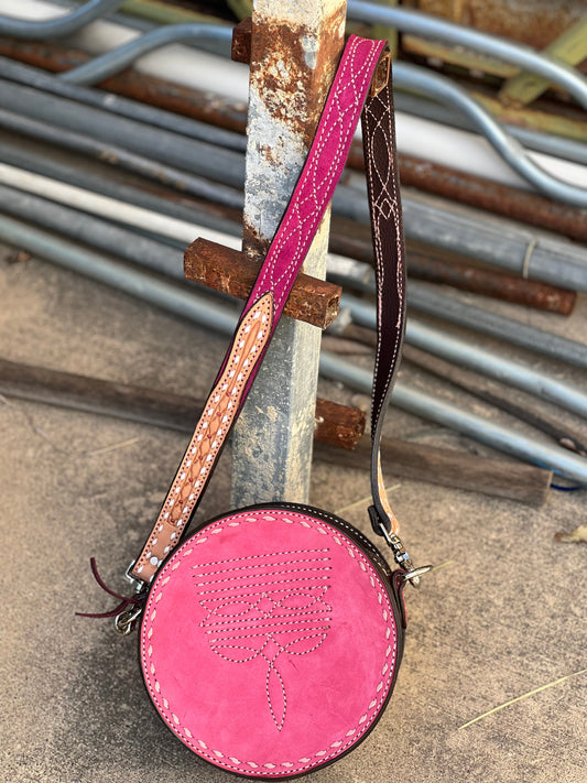 Alamo Saddlery The Cowboy Stitch Canteen bag- Pink