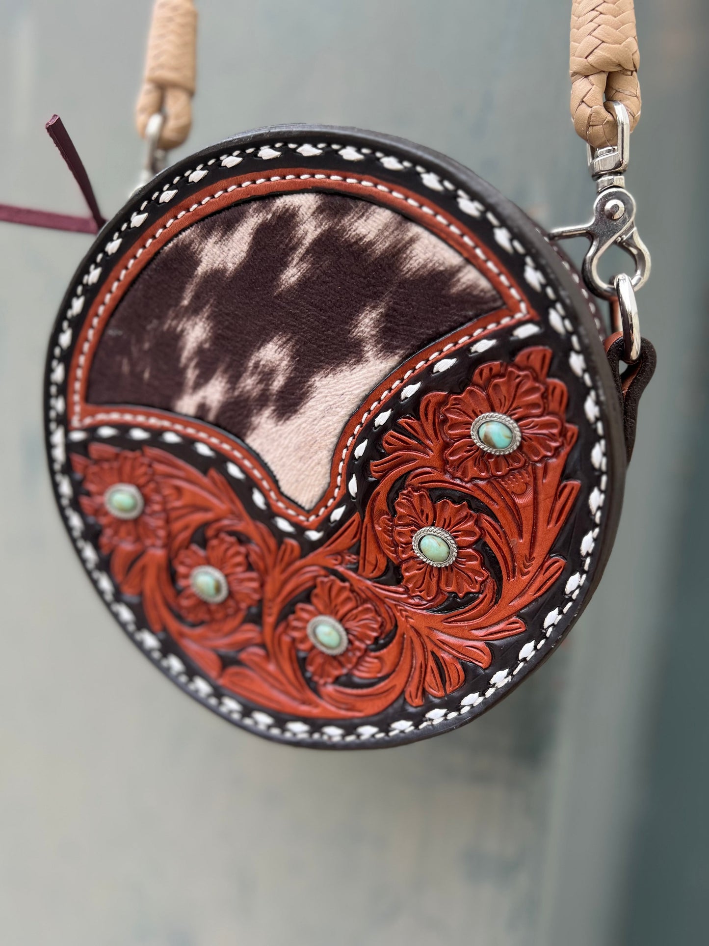 Alamo Saddlery 8" Turquoise Stone Canteen Handbag