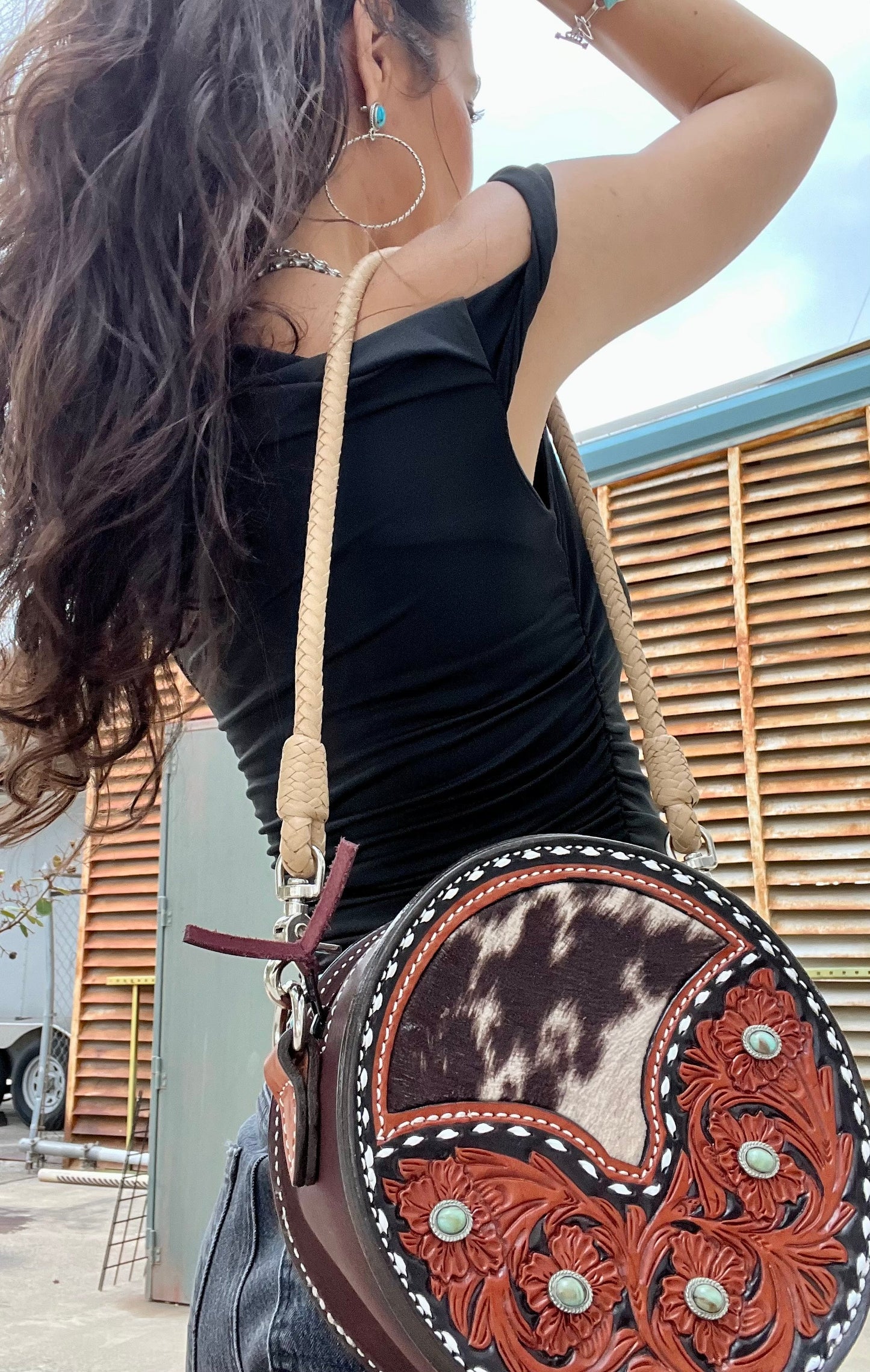 Alamo Saddlery 8" Turquoise Stone Canteen Handbag