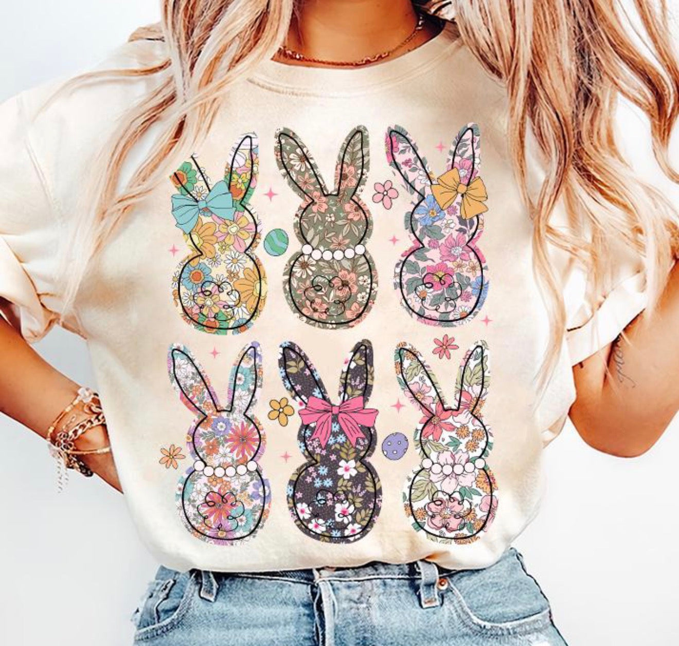 Floral Bunny Easter Shirt – Graphic Tee, Long Sleeve & Crewneck