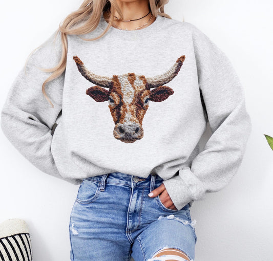 Faux Cow Chenille Sweatshirt – Graphic Tee, Long Sleeve & Crewneck