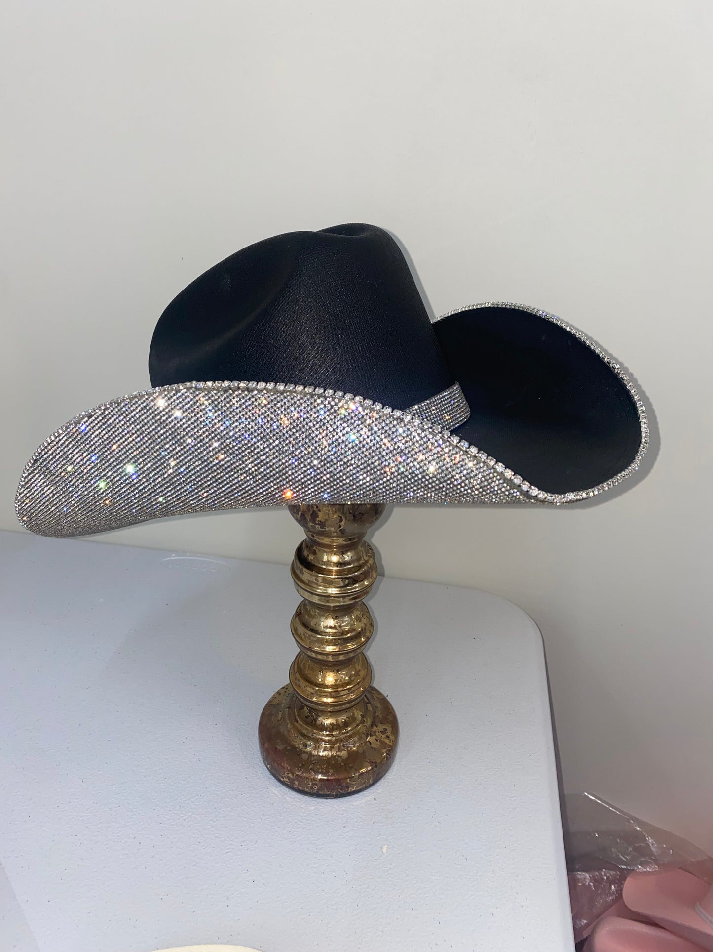 Rhinestone Cowgirl Square shaped Black & Crystal Hat