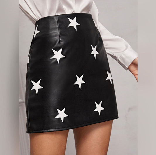 Faux Leather Haute Star of the Night Skirt