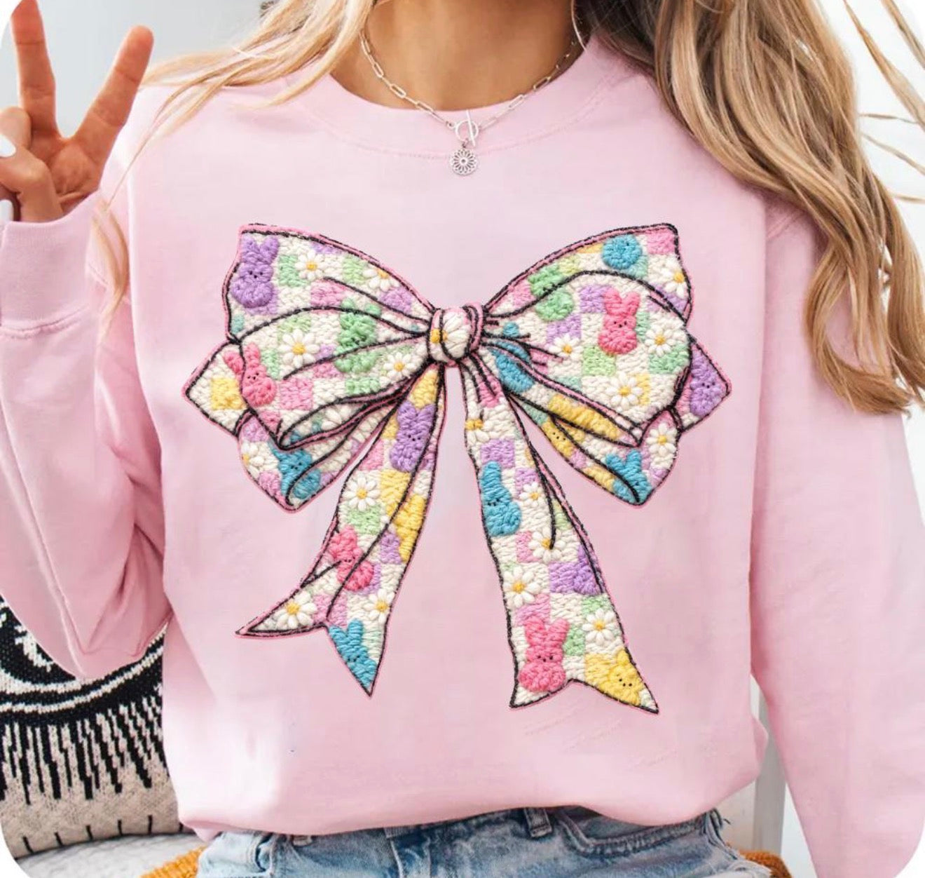Pastel Peep Bow Shirt – Graphic Tee, Long Sleeve & Crewneck