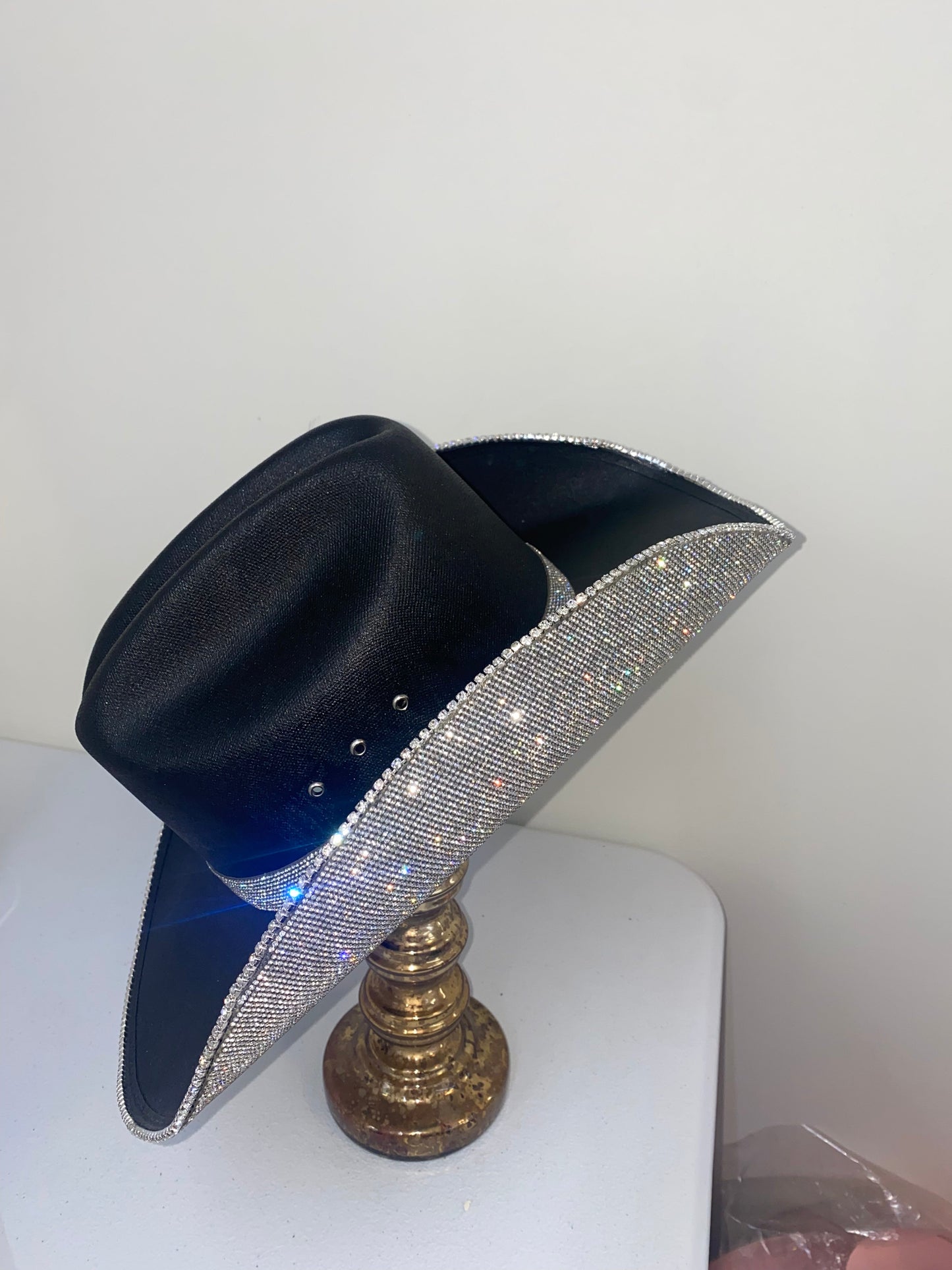 Rhinestone Cowgirl Square shaped Black & Crystal Hat