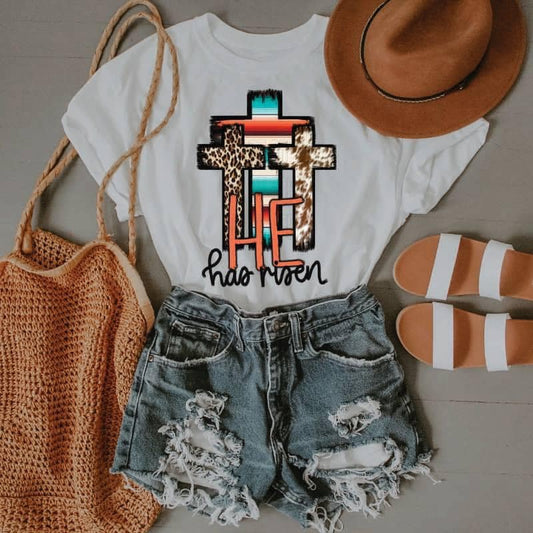 He Has Risen Cross Shirt – Graphic Tee, Long Sleeve & Crewneck