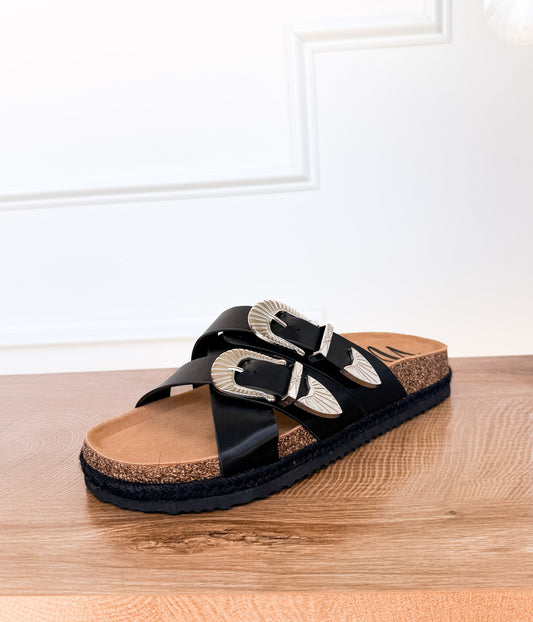 Iris Buckle Sandal in Black