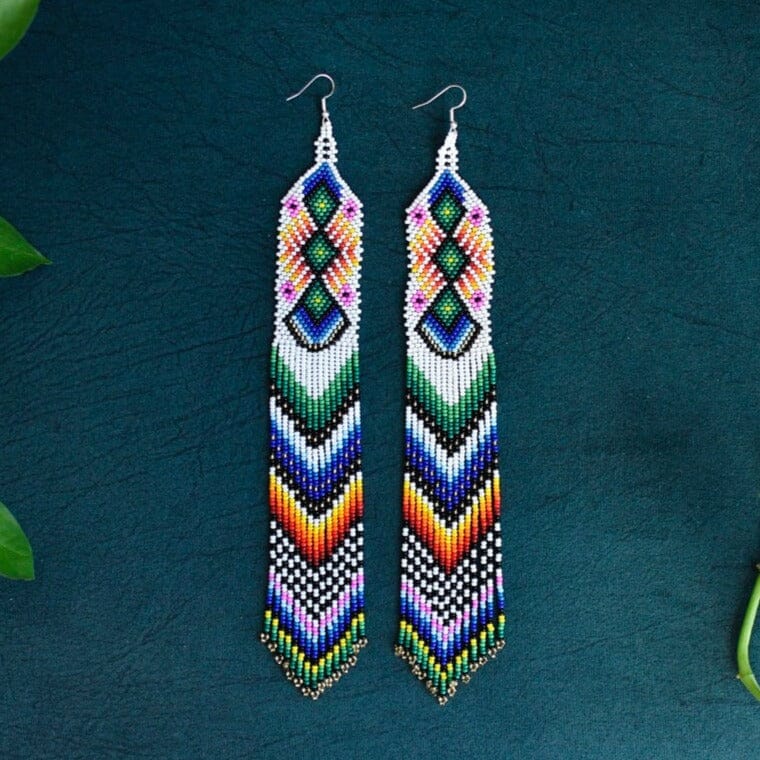 Kaleidoscope Beaded Earrings Made in Mexico