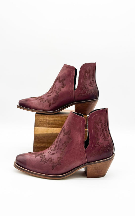 Naughty Monkey Leather Kickin' Booties in Burgundy