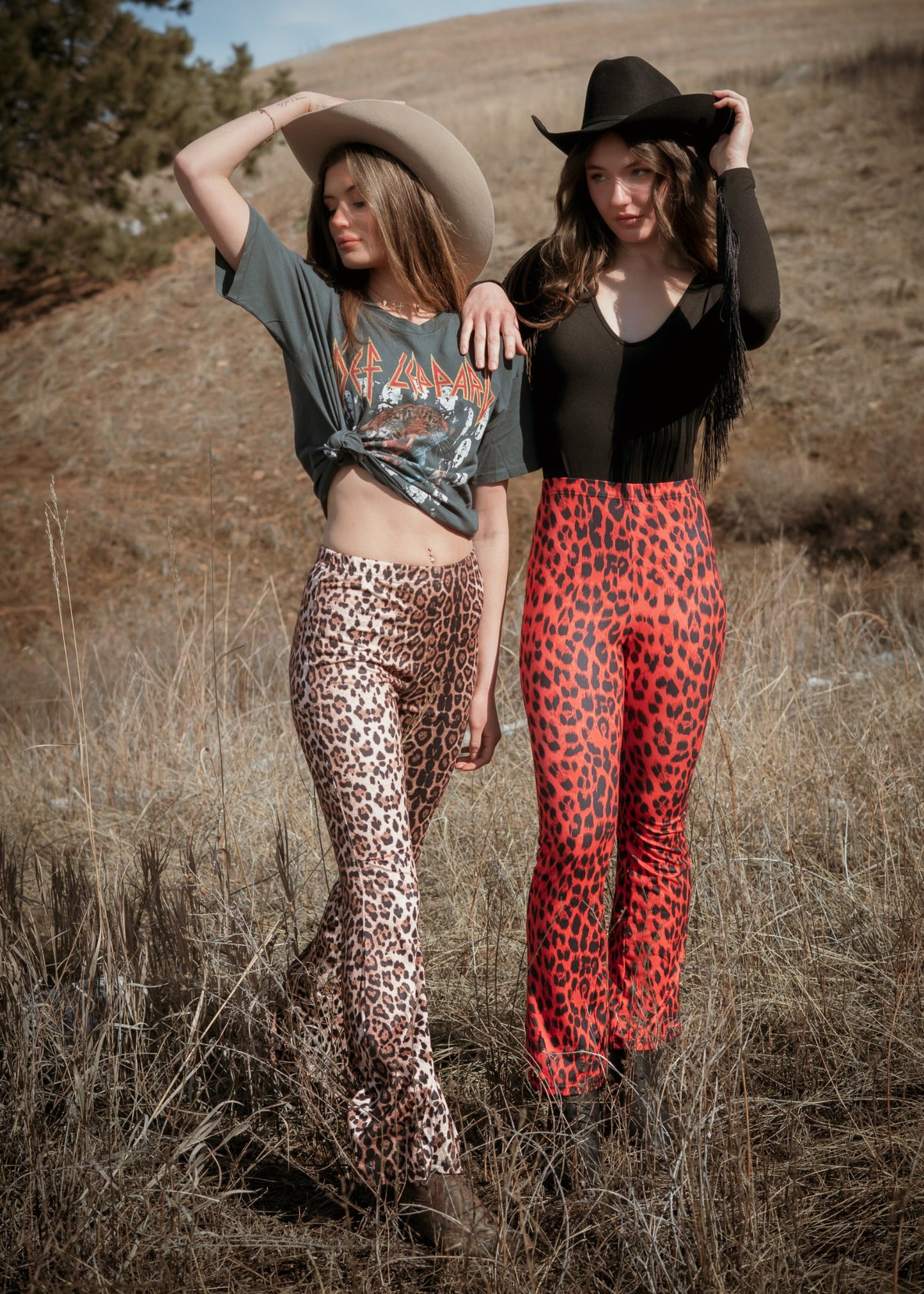 Red Leopard Animal Print Flare Pants Bell Bottoms