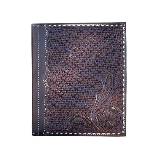 Alamo Saddlery #35 Large portfolio chocolate leather barb and wyoming tooling with buckstitch