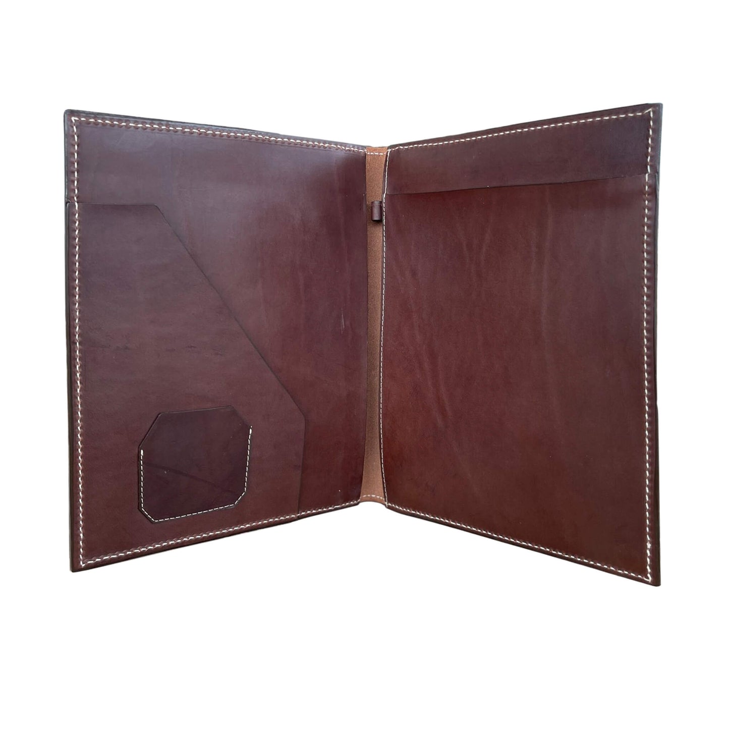 Alamo Saddlery #35 Large portfolio chocolate leather barb and wyoming tooling with buckstitch
