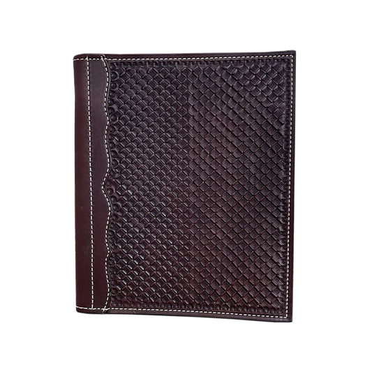 Alamo Saddlery #3  Large portfolio chocolate leather waffle tooling