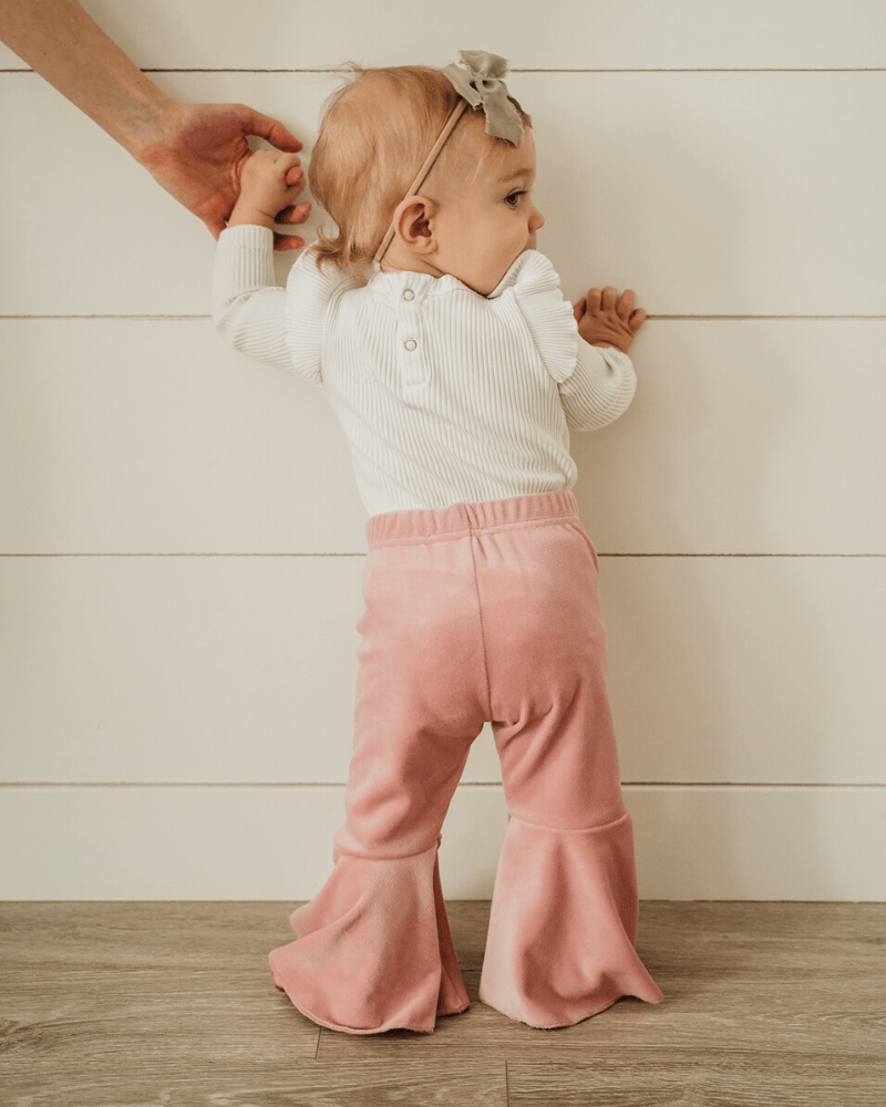 Children's Youth Lina Pleated Velour Bell Bottoms - Lollipop Pink