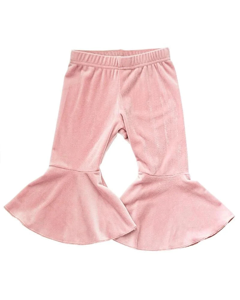 Children's Youth Lina Pleated Velour Bell Bottoms - Lollipop Pink