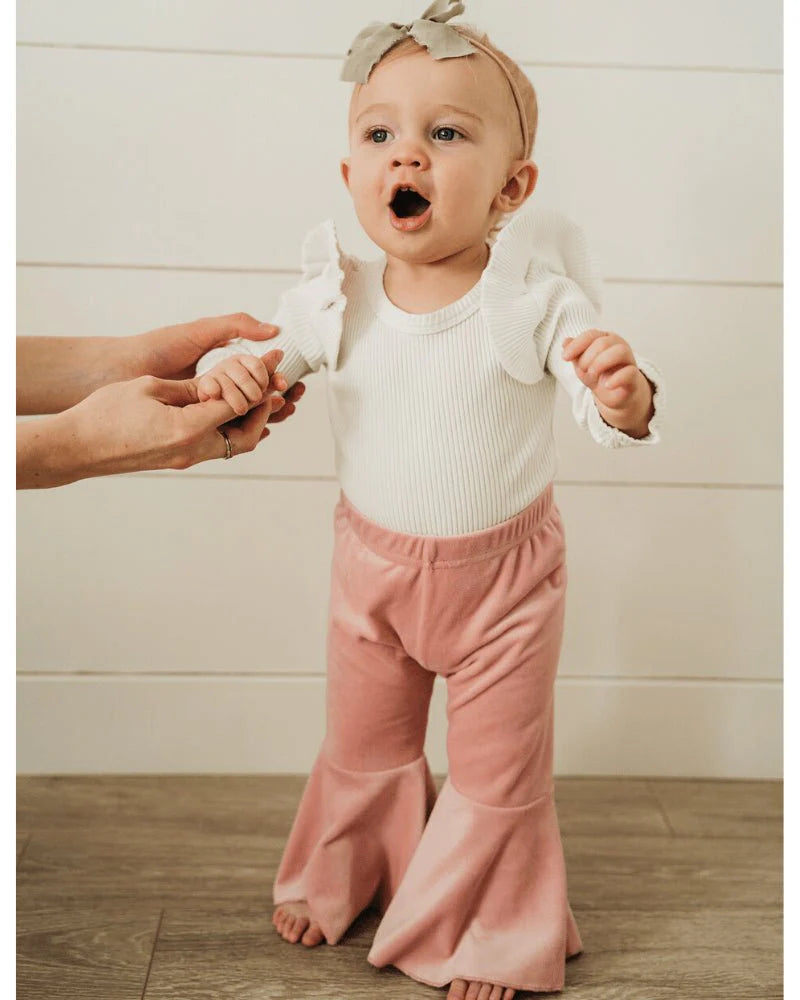 Children's Youth Lina Pleated Velour Bell Bottoms - Lollipop Pink