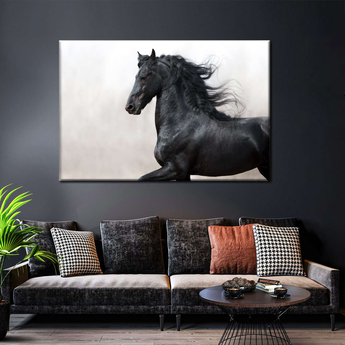 Black Friesian Horse Wall Art