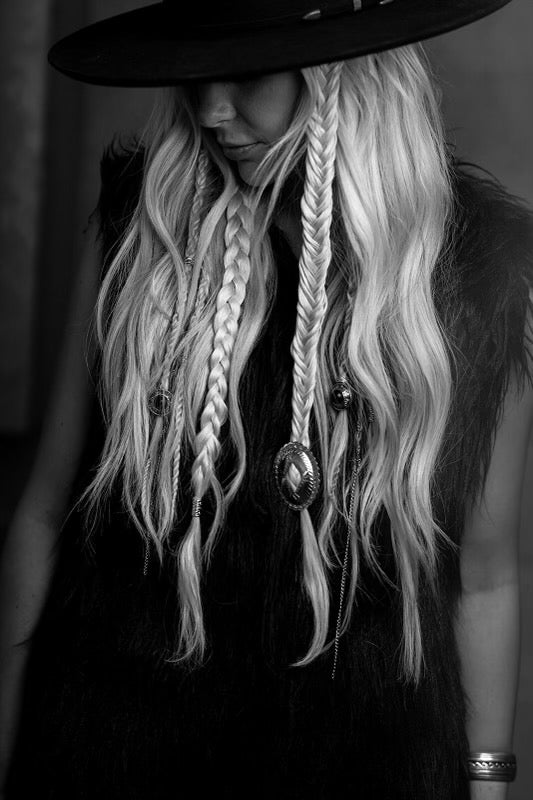 Mane + Concho - Rooted Ash Braided Hair Clip In Extension