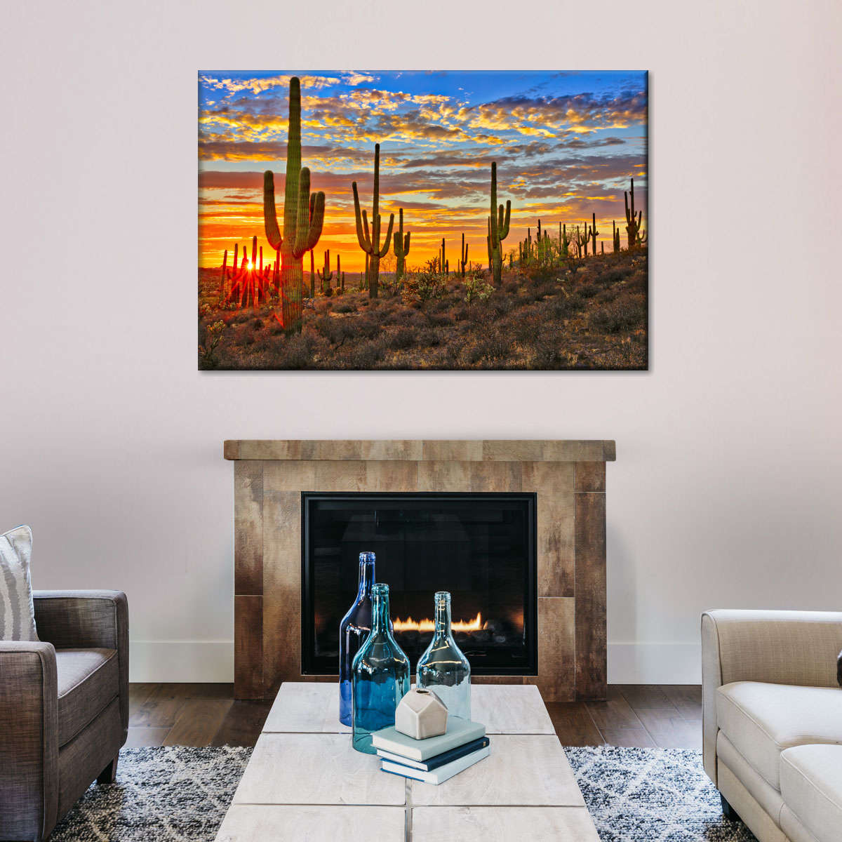 Sunset Cactus Wall Art choice of sizes