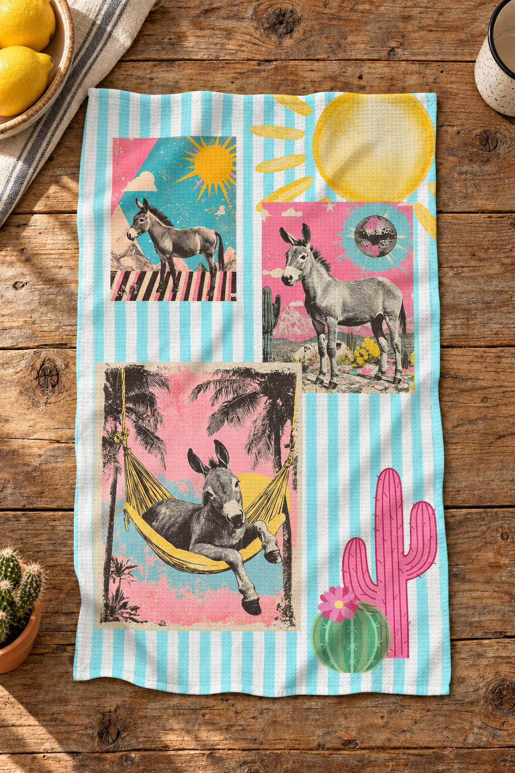 Baha Ranch Hangin Out Donkey Set of 2 (same) Kitchen Towels Made in America