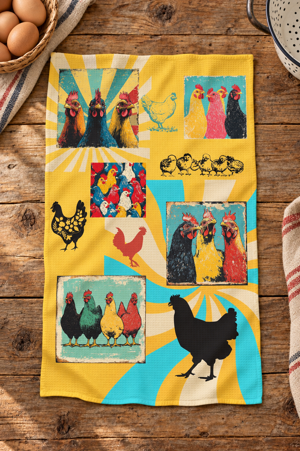 Baha Ranch Chicken Days Set of 2 Kitchen Dish Towels (same) Made in America Kitchen Towel Made in America
