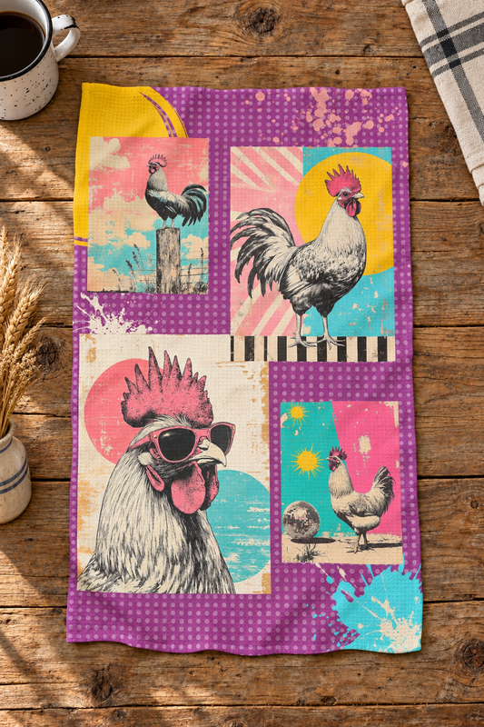 Set of 2 Chicken Days Kitchen Towels Made in America