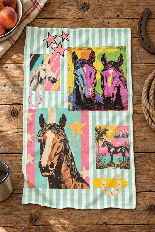 Baha Ranch Horse & Donkey Set of 2 Kitchen Towels Made in America