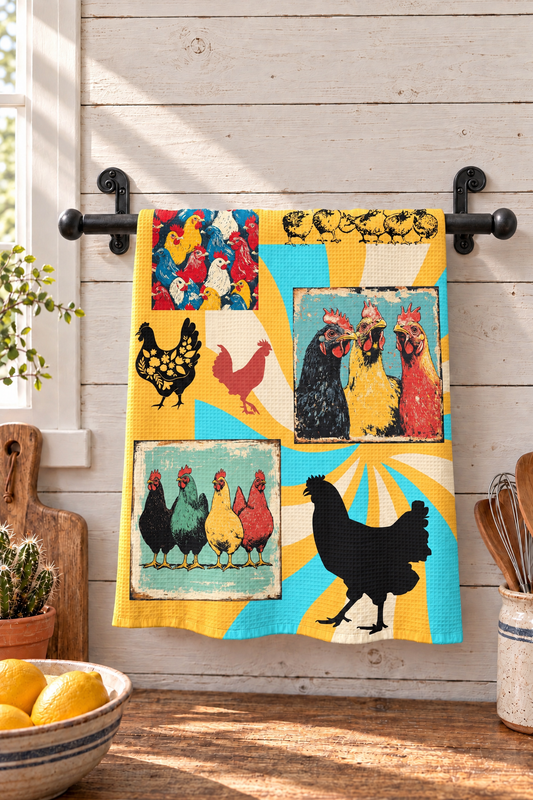 Baha Ranch Chicken Days Set of 2 Kitchen Dish Towels (same) Made in America Kitchen Towel Made in America