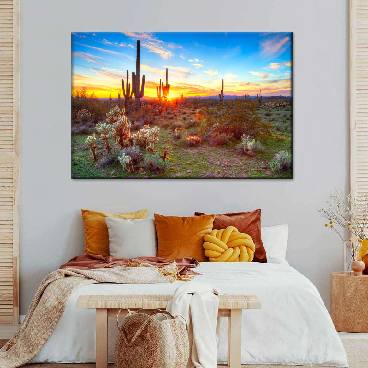 Desert Cactus Sun Ray Wall Art choice of sizes