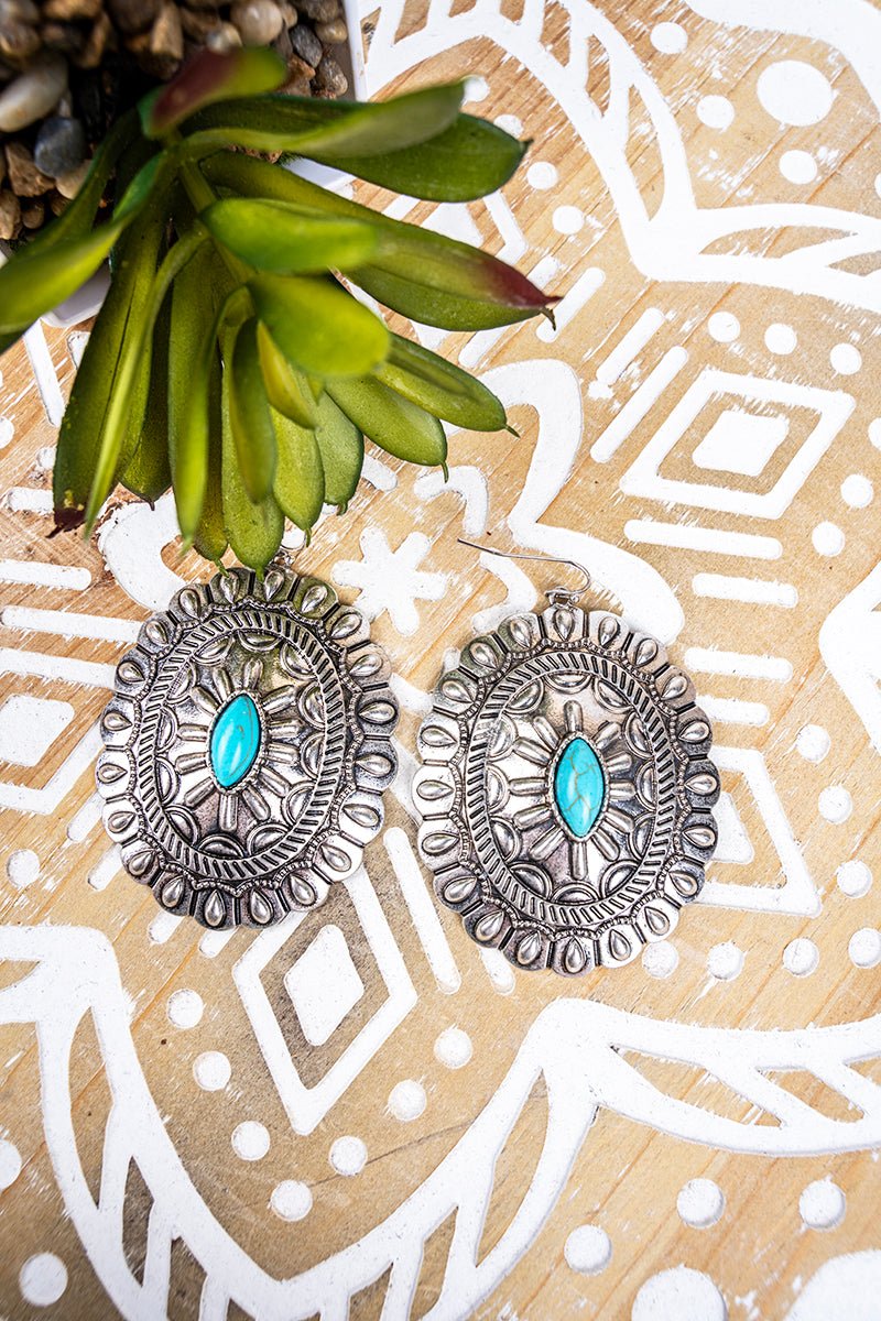 Blue Stone Concho Earrings