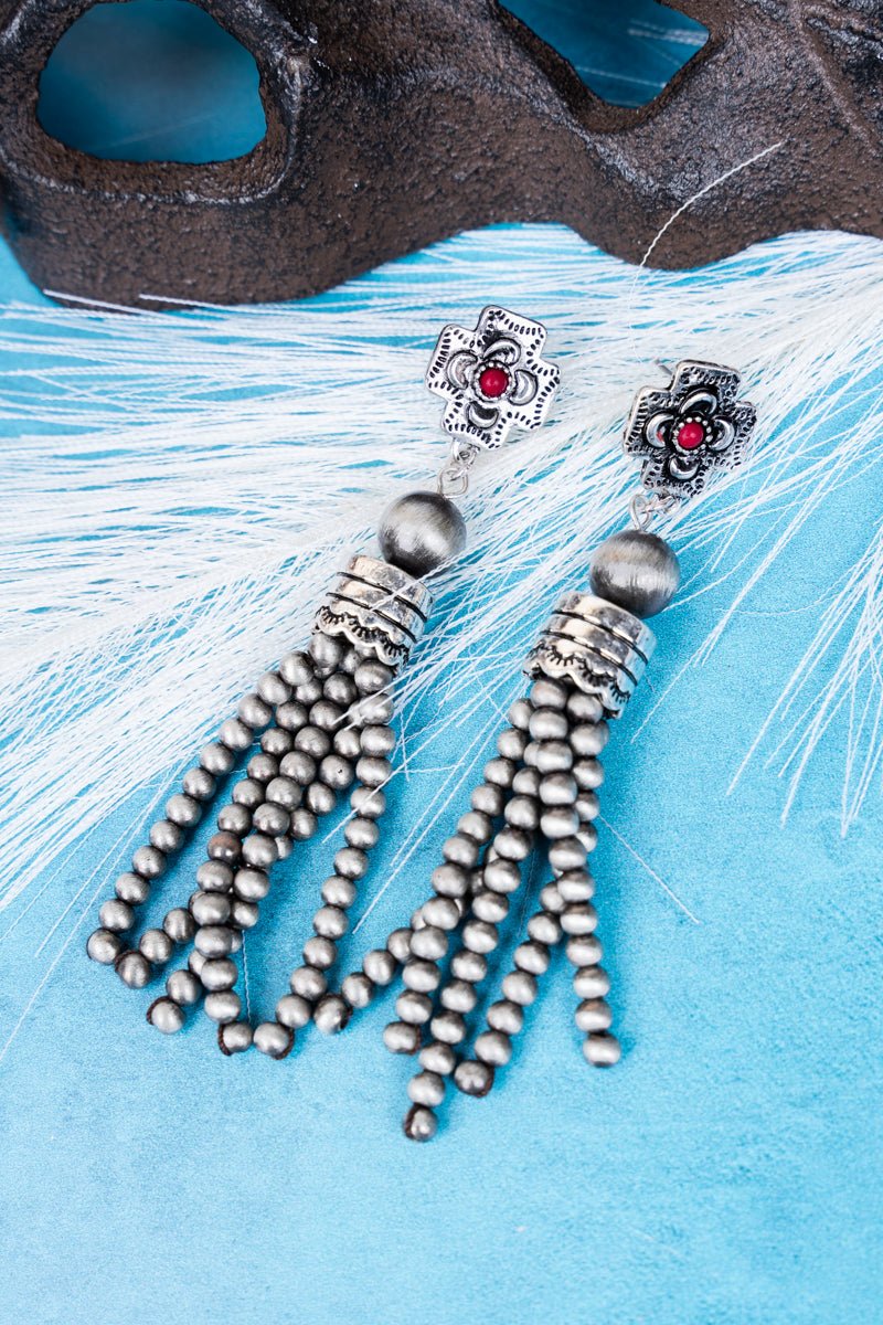 Silver Fringe Pearl Earrings