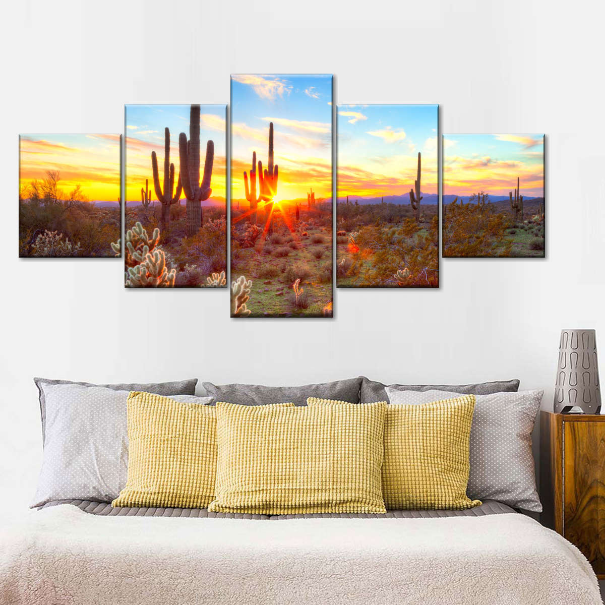 Desert Cactus Sun Ray Wall Art choice of sizes