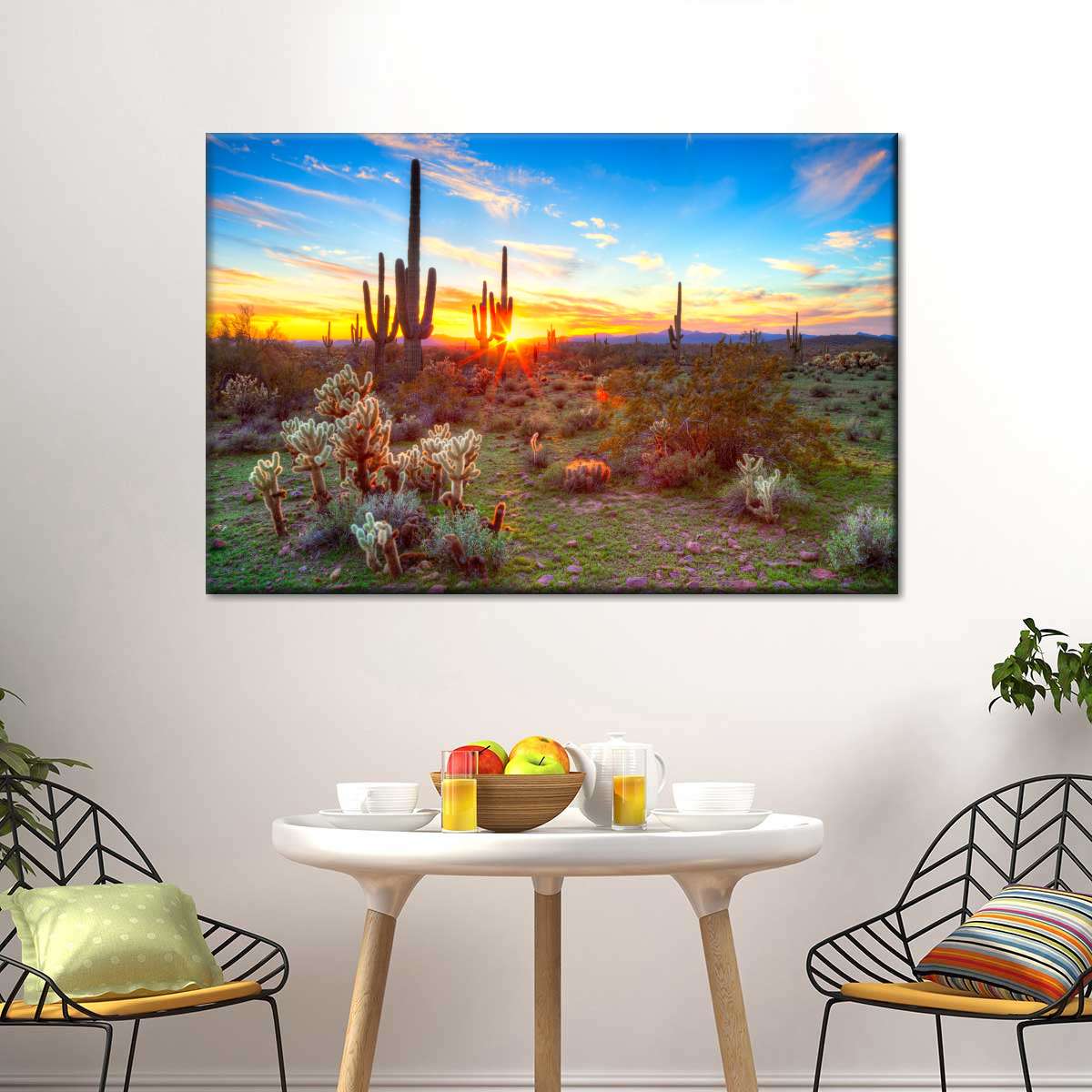 Desert Cactus Sun Ray Wall Art choice of sizes