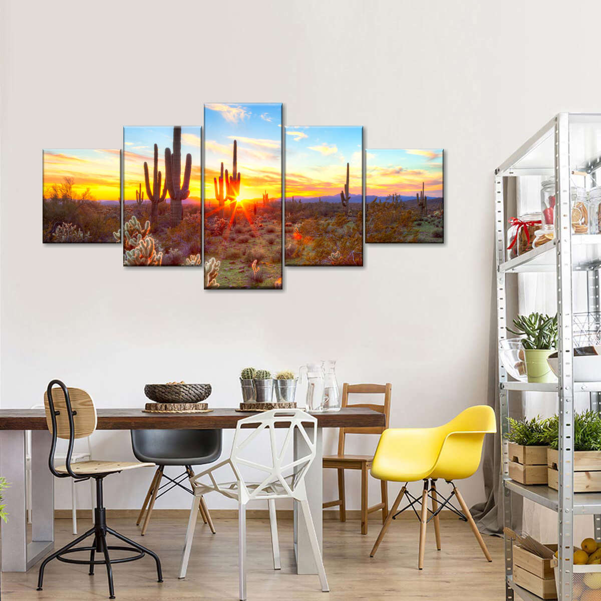 Desert Cactus Sun Ray Wall Art choice of sizes