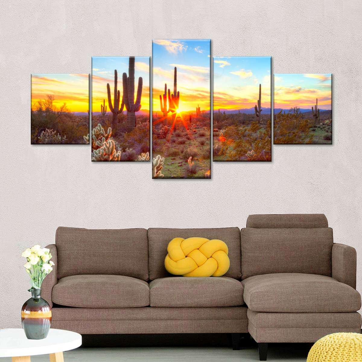 Desert Cactus Sun Ray Wall Art choice of sizes