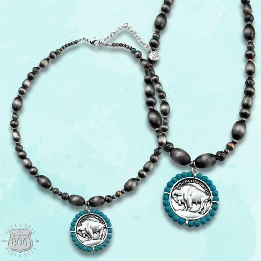 Pink Panache Buffalo coin necklace