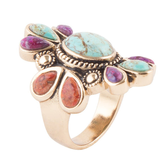 Native Color Turquoise Multi Stone Ring